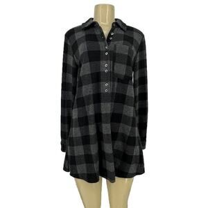 Soft Surroundings XS Mad About Plaid Cozy Popover Henley Tunic R24